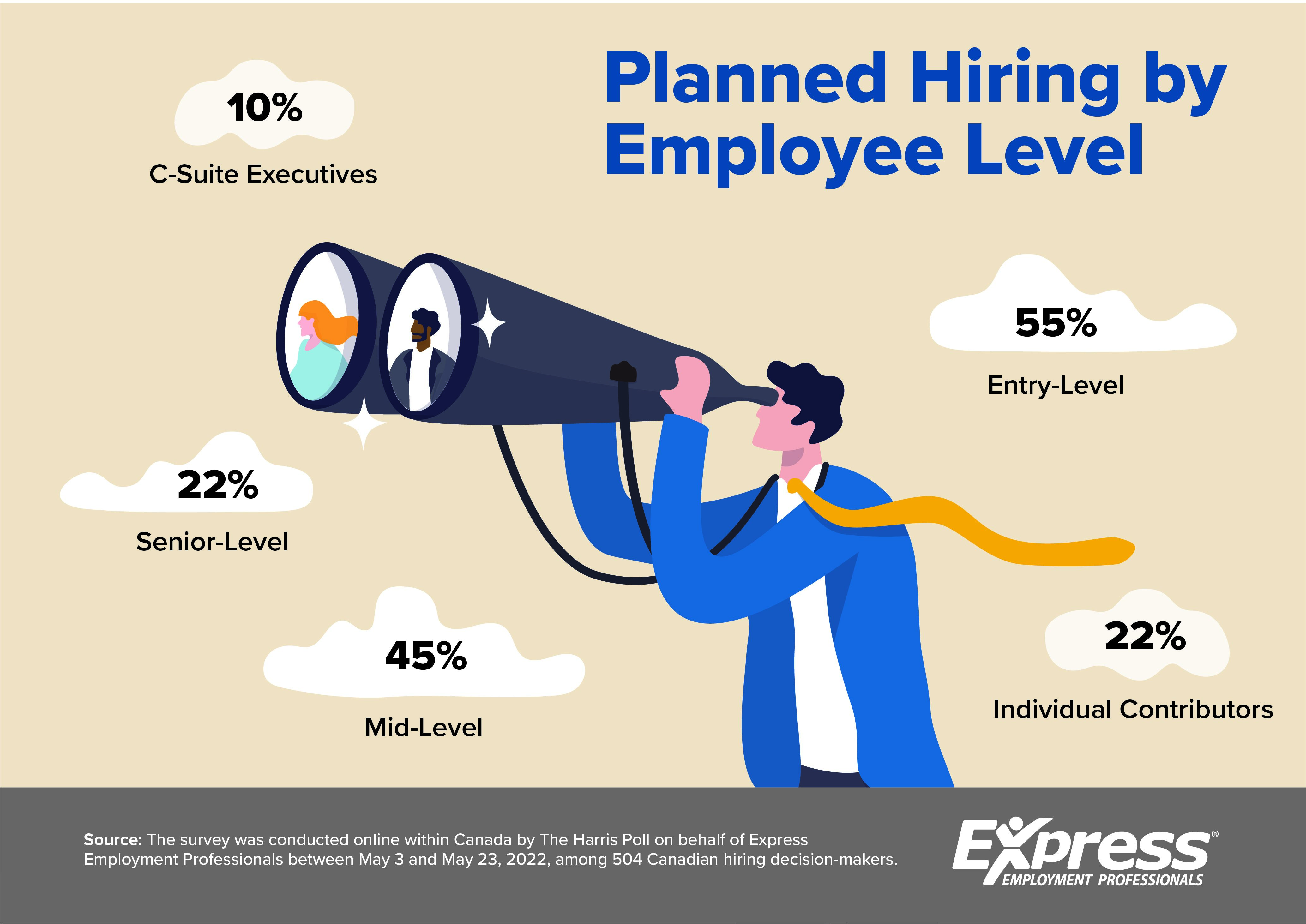 Graphic about planned hiring by employee level