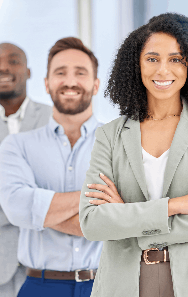 Image of three people looking foward